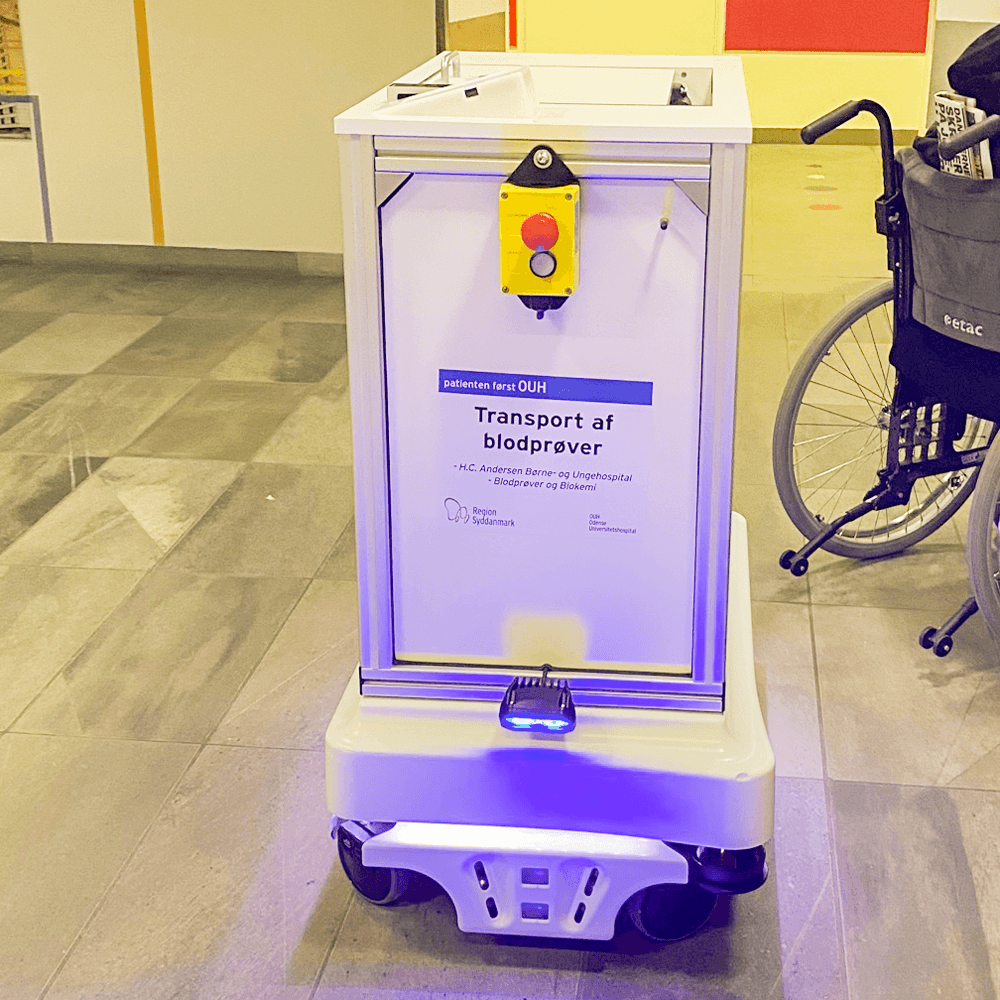Robot transporting blood samples